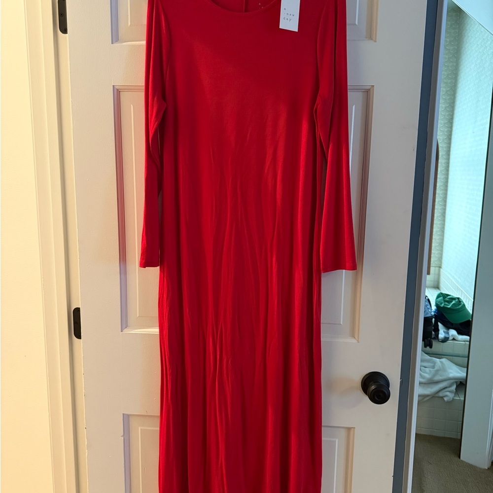 NWT a new day Vibrant Red Long Sleeve Dress